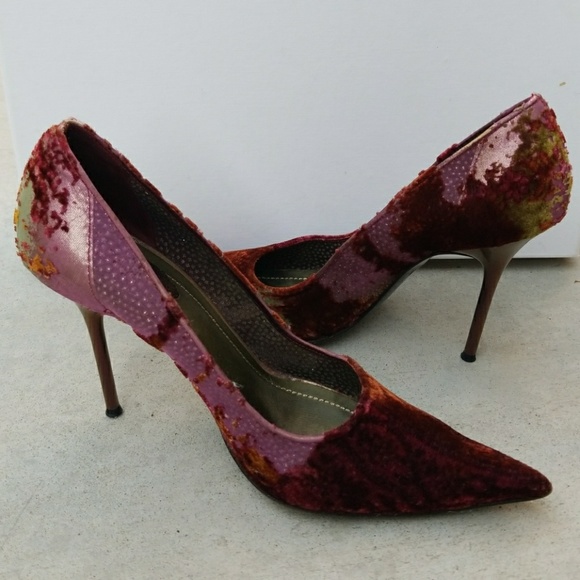 Rene Caovilla velvet silk pumps high heels shoes - Picture 2 of 7